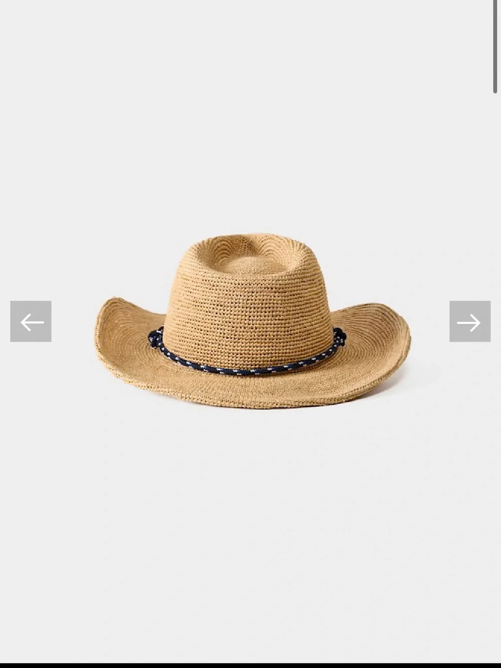 Aritzia Lasso Raffia Strap Cowboy Hat Sandy Beige/Admiral Size XS